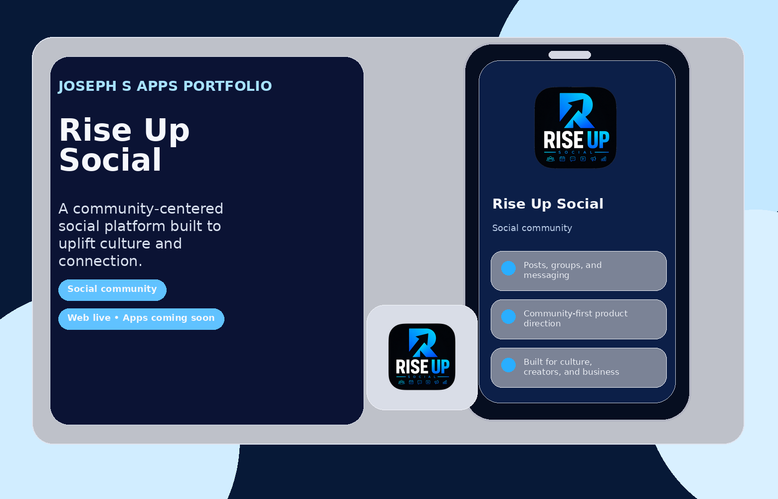 Promotional graphic for Rise Up Social